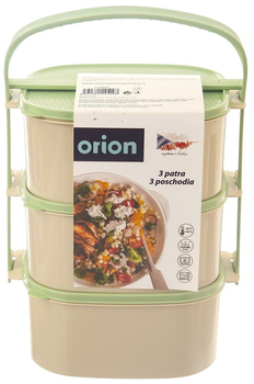 Набір харчових контейнерів Orion пластиковий 3-рівневий Зелений 3 x 1.15 л (8592381145293)