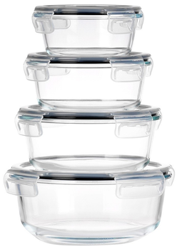 Набір контейнерів для їжі Vilde скляні з кришками та ущільнювачами 4 шт (5904316497118)