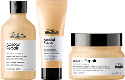 Професійний набір L'Oreal Professionnel Paris Serie Expert Absolute Repair для інтенсивного відновлення пошкодженого волосся Шампунь 300 мл + Кондиціонер 200 мл + Маска 250 мл (3474636974221/3474636976096/3474636971039)