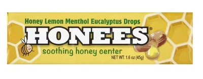 Льодяники для горла Honees Honey Lemon Menthol Eucalyptus Cough Drops 9 шт 45 г