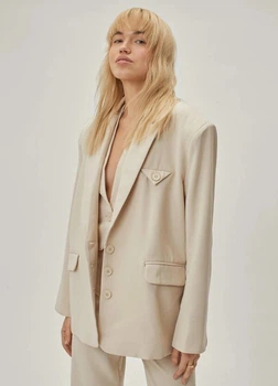 Піджак оверсайз Nasty Gal gzz45410c15 36 бежевий (100001126)