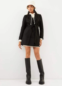 Пальто з поясом H&M 1083328001c42 M чорне (100001019)