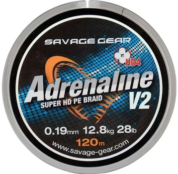 Плетена волосінь Savage Gear Adrenaline V2 HD4 120 м 0.33 мм 27 кг Сірого кольору (SAV-55293)