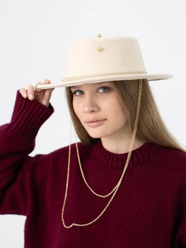 Капелюх фетровий канотьє з ланцюгом D.Hats бежевий
