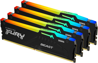 Pamięć RAM Kingston Fury DDR5-5600 65536MB PC5-44800 (Kit of 4x16384) Beast XMP 1Rx8 RGB Black (KF556C40BBAK4-64)