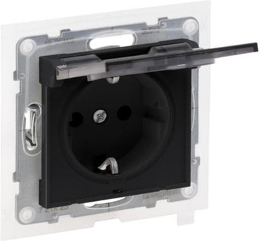 Розетка Legrand SUNO 2К+З IP44 16А 250В з кришкою, автоматичні клеми Чорна 721423 (3414972045612)