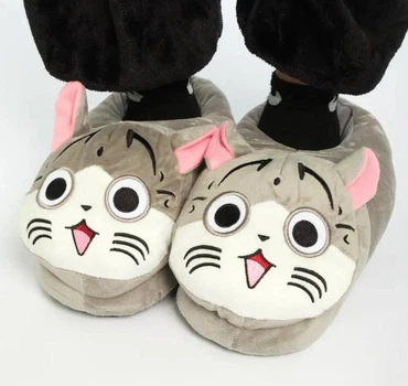 Тапочки игрушки кигуруми Kigurumi Кот Чи Домашние Плюшевые Тканевые Мужские Серый 38-40 (3015/3)