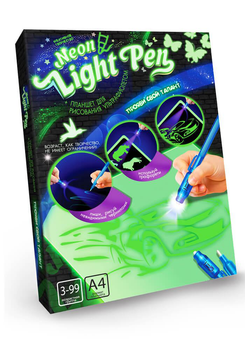 Набор для творчества Danko toys "Neon Light Pen" планшет А4, ручка с фонариком, трафареты (NLP-01-01,NLP-01-02)