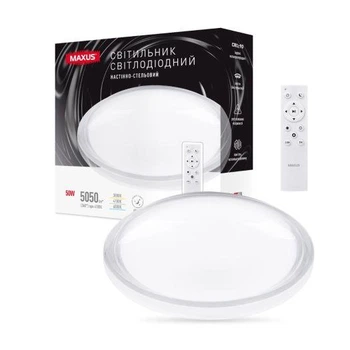 Светильник светодиодный настенно-потолочный Maxus Functional Ceiling light 50W 3CCT Remote Aura с пультом