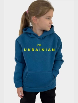 Детское теплое худи для девочки Спиногрыз I'm Ukrainian №09-01853 110 см Морская волна (ROZ6400179380)