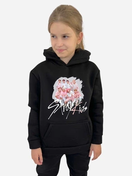 Підліткове тепле худі для дівчинки Спиногриз Stray kids рожеве фото 10-00759 146 см Чорне (ROZ6501100321)