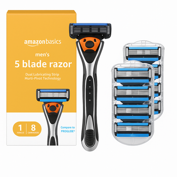 Станок для бритья Amazon Basics 5-Blade с 8 сменными кассетами и встроенным триммером