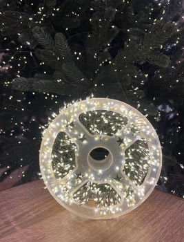Гірлянда-Мішура 30 м 900 LED Теплий Білий 220В / USB На зеленому дроті з Пультом