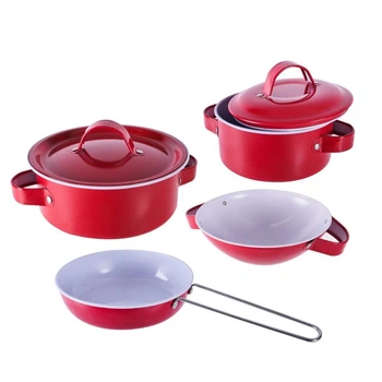 Детский игровой набор металической посуды Kitchenware кастрюля сковородка игрушка для девочки и мальчика RL 620-B5(Red)