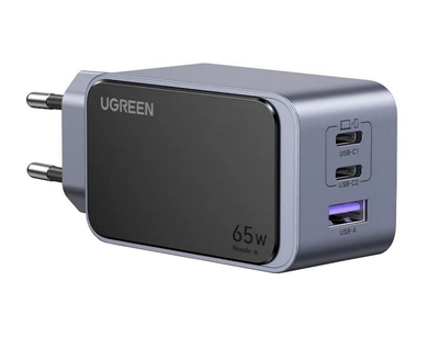 Мережевий зарядний пристрій Ugreen X553 Nexode Air GaN Tech USB + 2 x USB Type-C 65W (35042) Grey