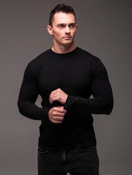 Лонгслів чоловічий базовий R.A. Long BLack чорний 2249-S