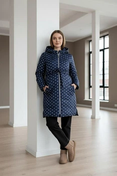 Куртка для вагітних зимова 2в1 Марго L Mum'sWorld двостороння синій/сердечка на синьому