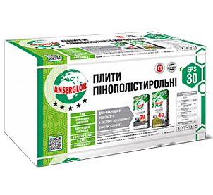 Плита пінополістирольна Anserglob EPS-30 1000х500х50 мм (9 кг / м3)