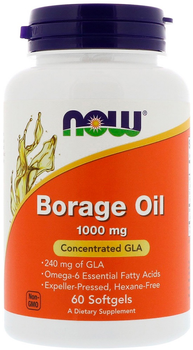 Олія огірковика Now Foods Borage Oil 1000 мг 60 м'яких желатинових капсул (733739017208)