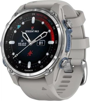 Смарт-часы Garmin Descent Mk3 43 mm Stainless Steel with Fog Gray Silicone Band (010-02753-04/03)