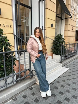 Жіноча стьобана куртка з капюшоном Uaclothes 46-48 Капучино (like35696-161171350)