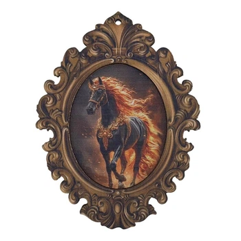 Ёлочная игрушка деревянная MIS LT Вогненный конь в рамке коричневая 9×12×0,6 см