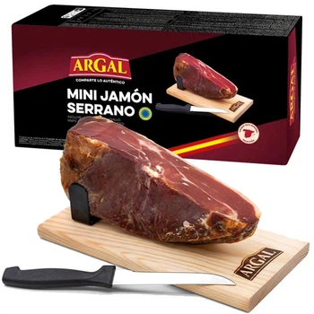 Хамон міні ARGAL Mini Jamon Serrano Набір в коробці з підставкою-дошкою та ножем 1 кг