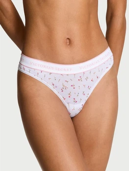 Трусики стрінги Victoria's Secret Cotton Logo Cotton Thong Panty S Білий (27109689)