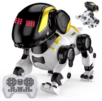 Интерактивная игрушка робот-собака на радиоуправлении ROBOT DOG LH-R1S | Танцует, исполняет команды, реагирует на голос Пульт дистанционного управления, свет, музыка, программирование движений, обучающие функции, зарядка USB, подарок для детей от 3 лет.