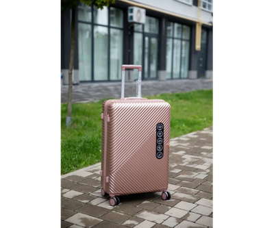 Валіза дорожня велика 97л Wings рожеве золото з ABS Plus пластик кодовий замок TSA та телескопічна ручка