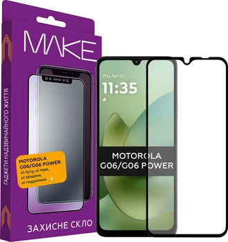 Защитное стекло MAKE для смартфона Motorola G06/G06 Power Black (MGF-G06/G06P)
