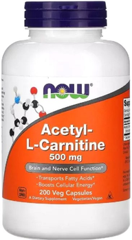 Ацетил-L-Карнітин Acetyl-L-Carnitine Now Foods 500 мг 200 вегетаріанських капсул (733739000842)