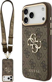 Панель Guess 4G Big 4G Classic Logo Big Strap Metal Buttons для Apple iPhone 17 Pro Max Brown (3666339488741)