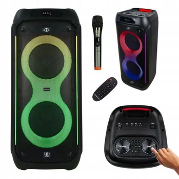 Акустична переносна Bluetooth колонка BS LFP-X8/0126 з радіомікрофоном 2*12" 1200 Вт FM, USB, AUX, RGB