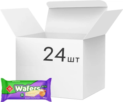Упаковка вафель Житомирські ласощі Wafers молочні з начинкою 50 г х 24 шт (4823103009512)