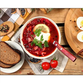 Алмазная мозаика "Вкусный борщ" 30х40 см, картина стразами по номерах