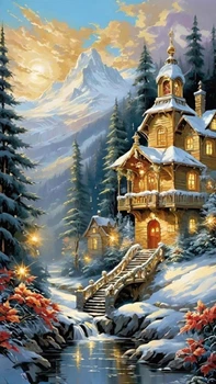 Алмазная мозаика ColorArt 30x50 Зима + голограммные алмазики TP915