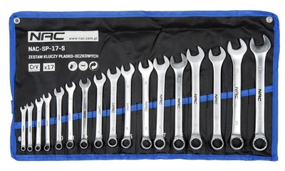 Zestaw kluczy płasko-oczkowych Nac 17 kluczy rozmiar 6 - 22 mm + etui (NAC-SP-17-S)