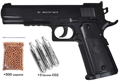 Пневматический пистолет Borner 1911 (Colt M1911, полимер)