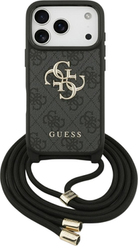 Панель Guess 4G Big Logo Cord Stap Crossbody для Apple iPhone 17 Pro Black (3666339526757)