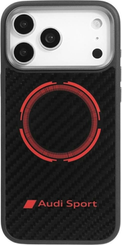 Etui plecki Audi RSQ Carbon Fiber Sport Red Circle MagSafe do Apple iPhone 17 Pro Max Black (AUS-TPUPCMIP17PM-RSQ/D5-BK)