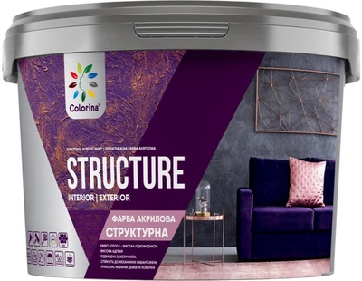 Краска акриловая структурная декоративная Colorina Structure 8 кг (4823093909878)