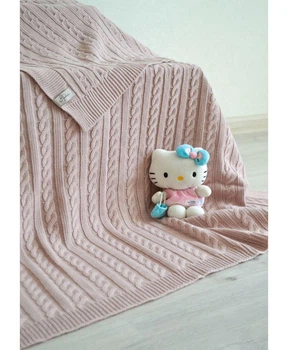 Плед SOFT косы Пудра (150) 140х180 см (011687)