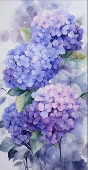Алмазная мозаика ColorArt 30x50 Гортензии + голограммные алмазики TP912