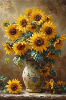 Алмазная мозаика ColorArt 40x50 Подсолнухи + голограммные алмазики SP127