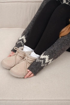 Жіночі зимові замшеві уггі PARADIZE SHOES світло-бежевого кольору з фактурним декоративним шнурком 39 розмір (устілка 25,5 см)