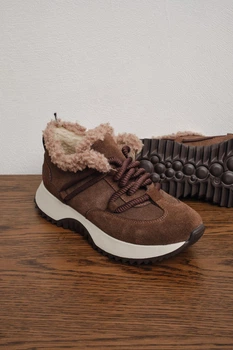 Женские зимние кроссовки PARADIZE SHOES коричневые замшевые 37 размер (стелька 24 см)