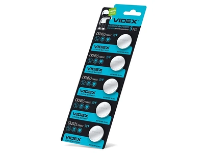 Батарейка литиевая Videx CR2025 blister card 5 шт