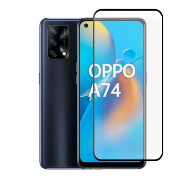 Защитное стекло для телефона OPPO A74 (4G) противоударное полноэкранное черное