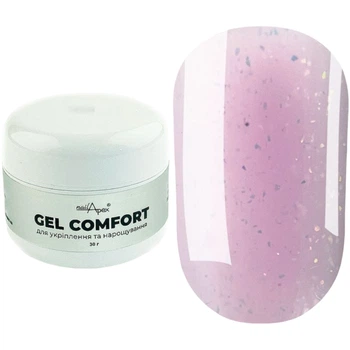 Моделюючий гель NailApex Comfort Builder Gel №13 (рожевий з золотими пластівцями юкі) 50 г